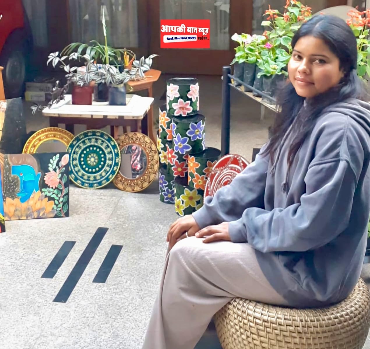 Vanita, daughter of a tribal labourer, is creating art pieces