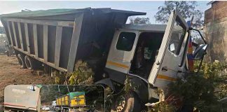 सैनवाला के पास सड़क किनारे लटका लोड ट्राला, पांवटा–कालाअंब हाईवे पर टला बड़ा हादसा