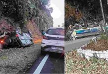 नाहन-कुमारहट्टी हाईवे पर दो हादसे, पेट्रोल से भरा टैंकर पलटा, बोलेरो भी दुर्घटनाग्रस्त