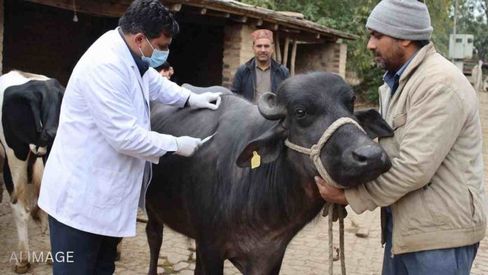 vaccination cattle जिला मंडी में पशुधन को घातक बीमारियों से बचाने के लिए पशुपालन विभाग द्वारा विशेष टीकाकरण अभियान का शुरू किया गया है। इस अभियान के तहत मुख्य रूप से गायों और भैंसों को मुंह-खुर रोग से सुरक्षित करने पर ध्यान केंद्रित किया गया है।