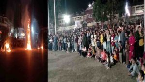 नाहन में धूं-धूं कर जले रावण, कुंभकर्ण और मेघनाद के पुतले, कांग्रेस-भाजपा नेताओं ने मिलकर किया दहन