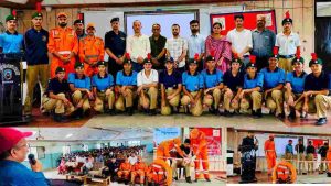 डॉ. यशवंत सिंह परमार राजकीय स्नातकोत्तर महाविद्यालय नाहन में शुक्रवार को राष्ट्रीय आपदा मोचन बल (NDRF) की 14वीं बटालियन, जसूर (नूरपुर) द्वारा जिला आपदा प्रबंधन प्राधिकरण (DDMA) सिरमौर के सहयोग से आपदा प्रबंधन, खोज एवं बचाव तथा प्राथमिक उपचार विषय पर जागरूकता एवं प्रशिक्षण शिविर आयोजित किया गया।