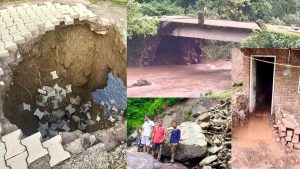 विकास खंड नाहन की रामधौण और धगेड़ा पंचायतों में बारिश से भारी नुकसान हुआ है। रामाधौण पंचायत के कन्यौण गांव में लोगों की जमीन नदी के बहाव में बह गई।