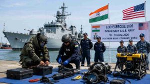 युद्धाभ्यास भारतीय नौसेना और अमेरिकी नौसेना के बीच विस्फोटक आयुध निस्तारण (ईओडी) अभ्यास 2026 का आयोजन 10 से 14 अगस्त तक कोच्चि स्थित दक्षिणी नौसेना कमान में किया जाएगा।