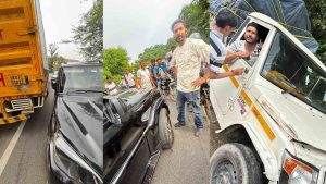 पांवटा साहिब-कालाअंब नेशनल हाईवे पर मंगलवार सुबह एक अनियंत्रित ट्राले ने एक के बाद एक तीन वाहनों को टक्कर मार दी।